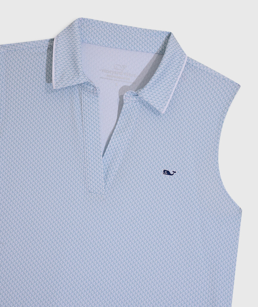 OUTLET Piped Printed Sleeveless Performance Popover Polo