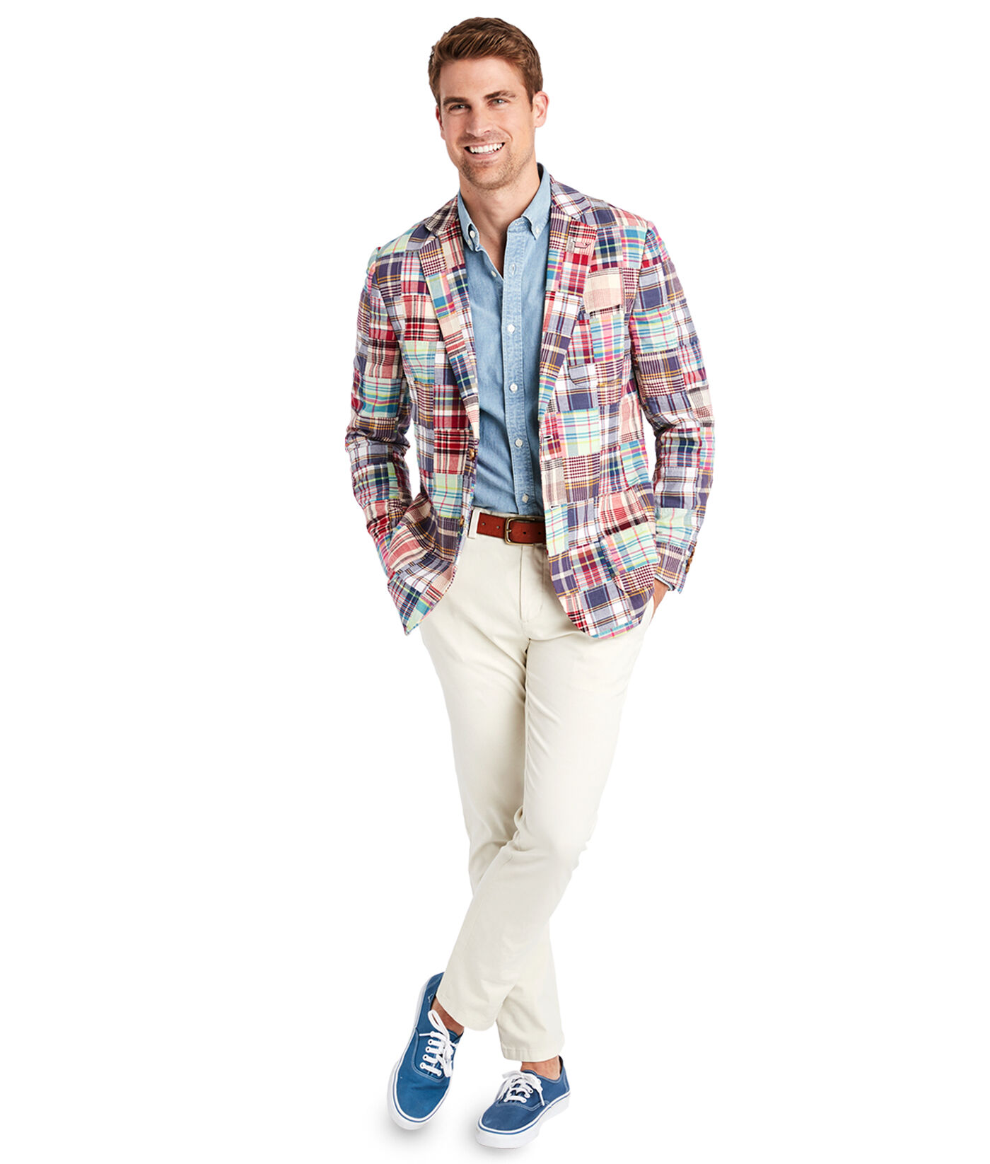 mens patchwork madras sport coat