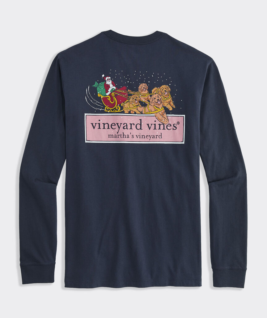 Goldendoodle Sleigh Long-Sleeve Pocket Tee