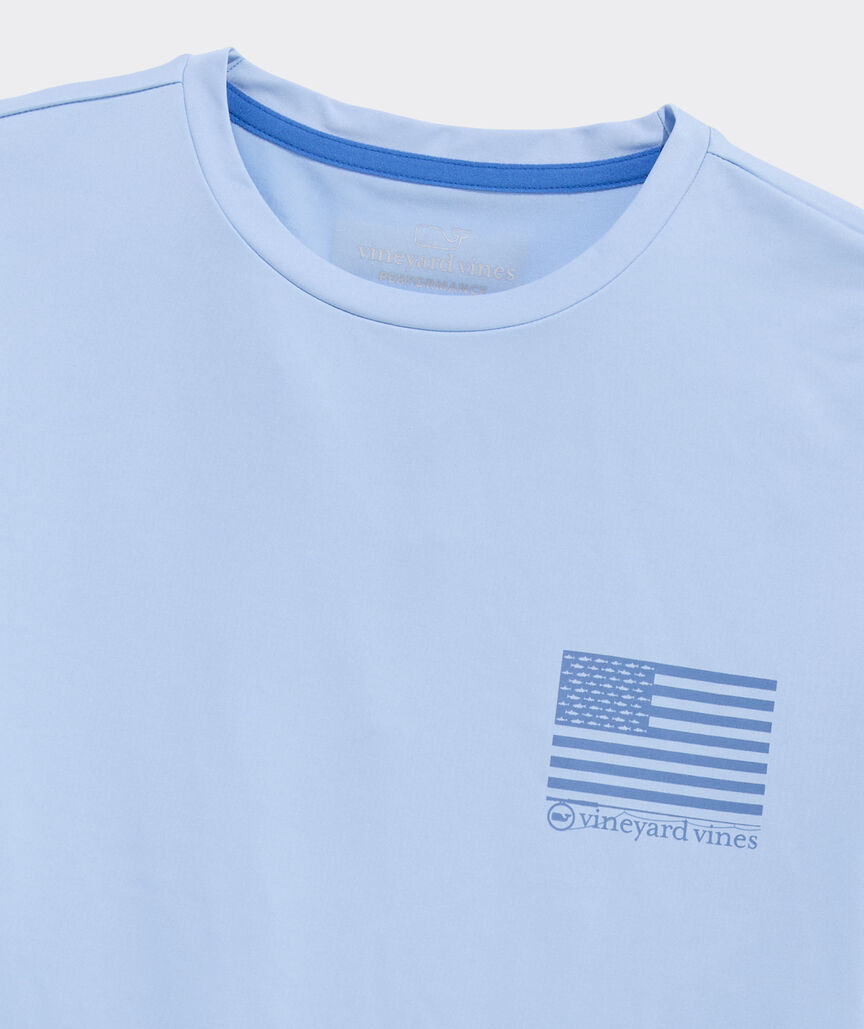 Fly Fishing USA Flag Short-Sleeve Harbor Performance Tee