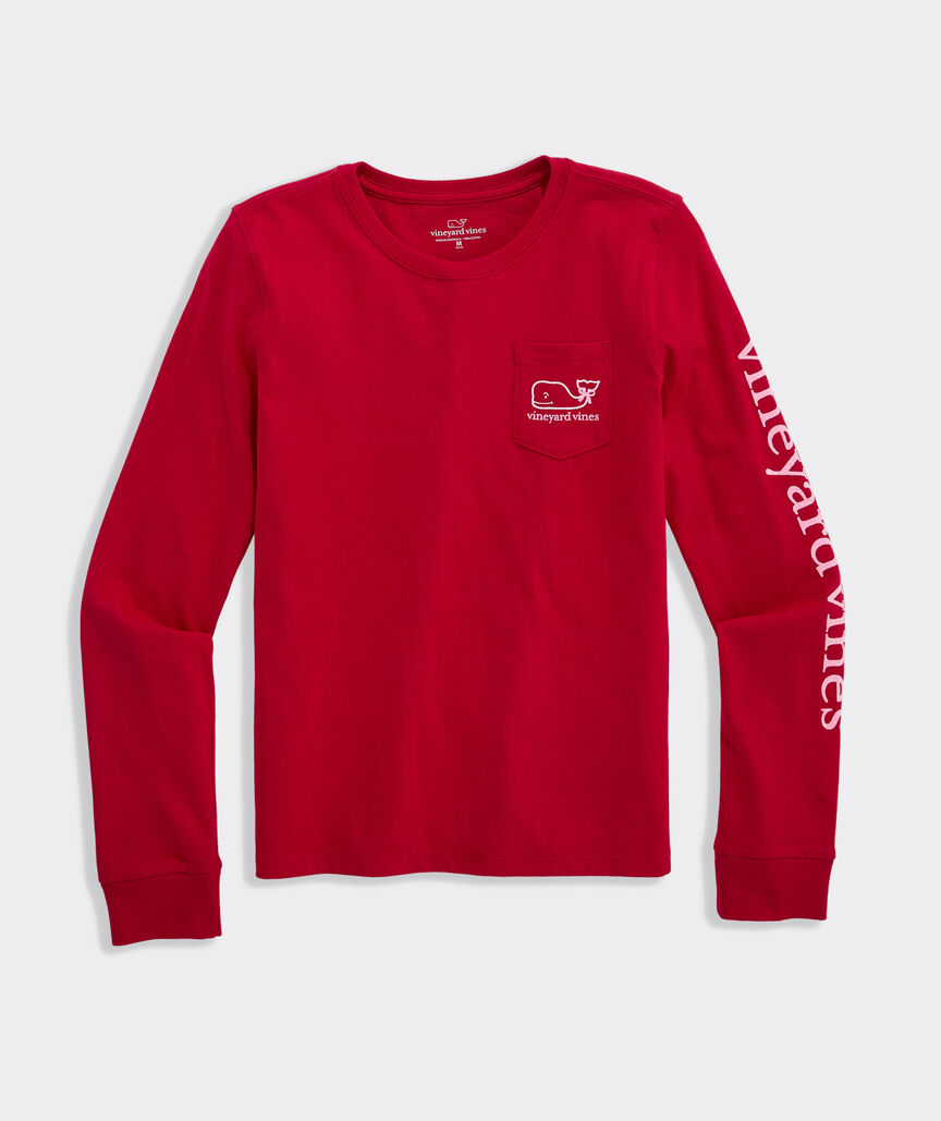 Girls' Glitter Bow Whale Long-Sleeve Pocket Tee