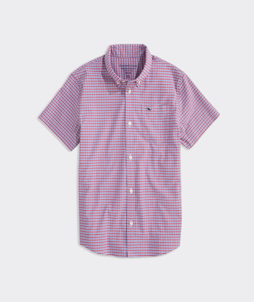 Boys' Tradewind Check Performance Cotton Short-Sleeve Shirt