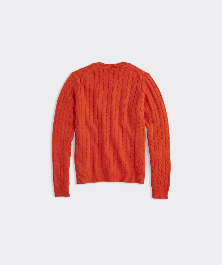 Boys’ Cotton Cashmere Cable Crewneck Sweater