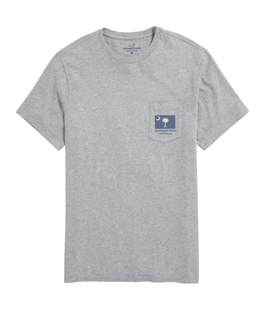 OUTLET Charleston South Carolina Flag Palm & Crescent Short-Sleeve Pocket Tee