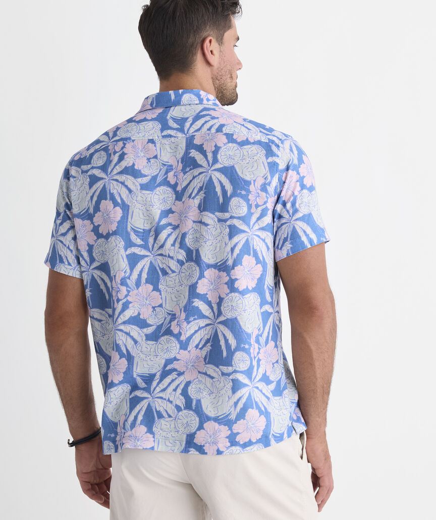 Palm-arita Seabreeze Linen Blend Short-Sleeve Cabana Shirt