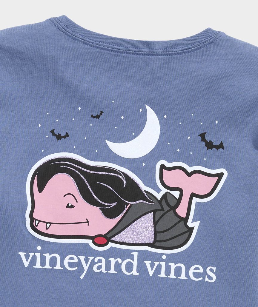 Girls' Glitter Vampire Whale Long-Sleeve Pocket Tee