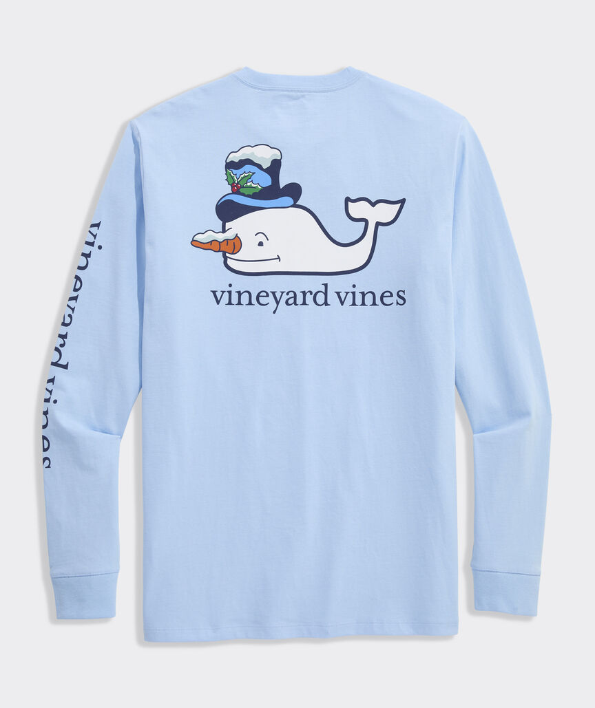 Snowman Whale Long-Sleeve Pocket Tee