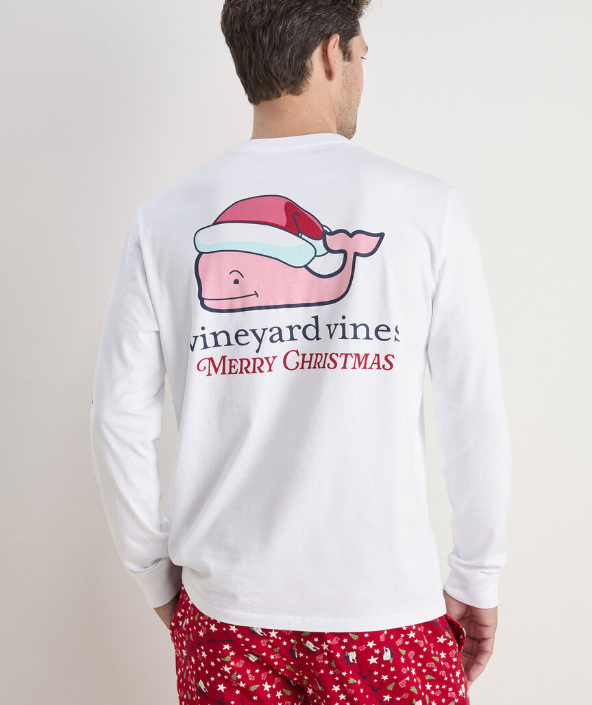 Santa Whale Long-Sleeve Pocket Tee