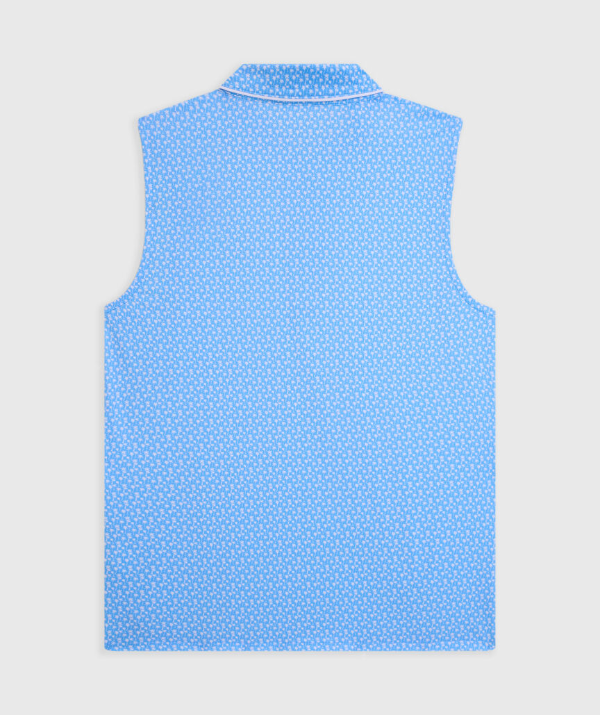 OUTLET Piped Printed Sleeveless Performance Popover Polo