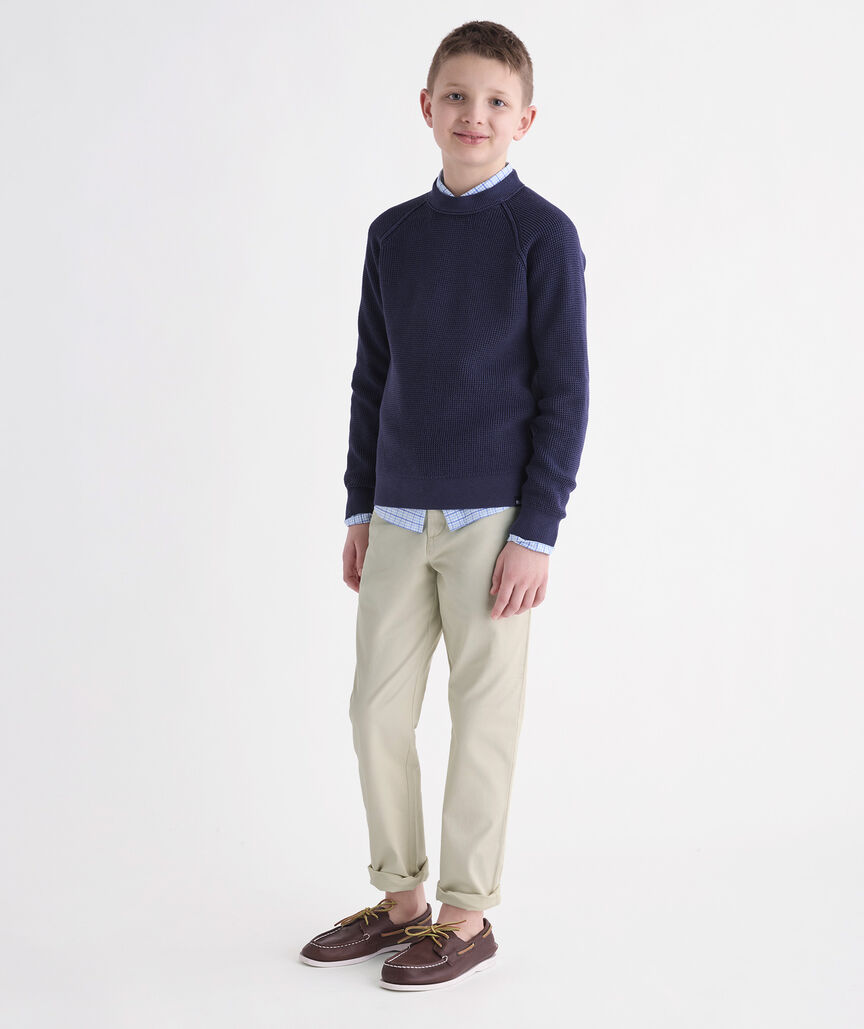 Boys' Garment-Dyed Beach Waffle Crewneck