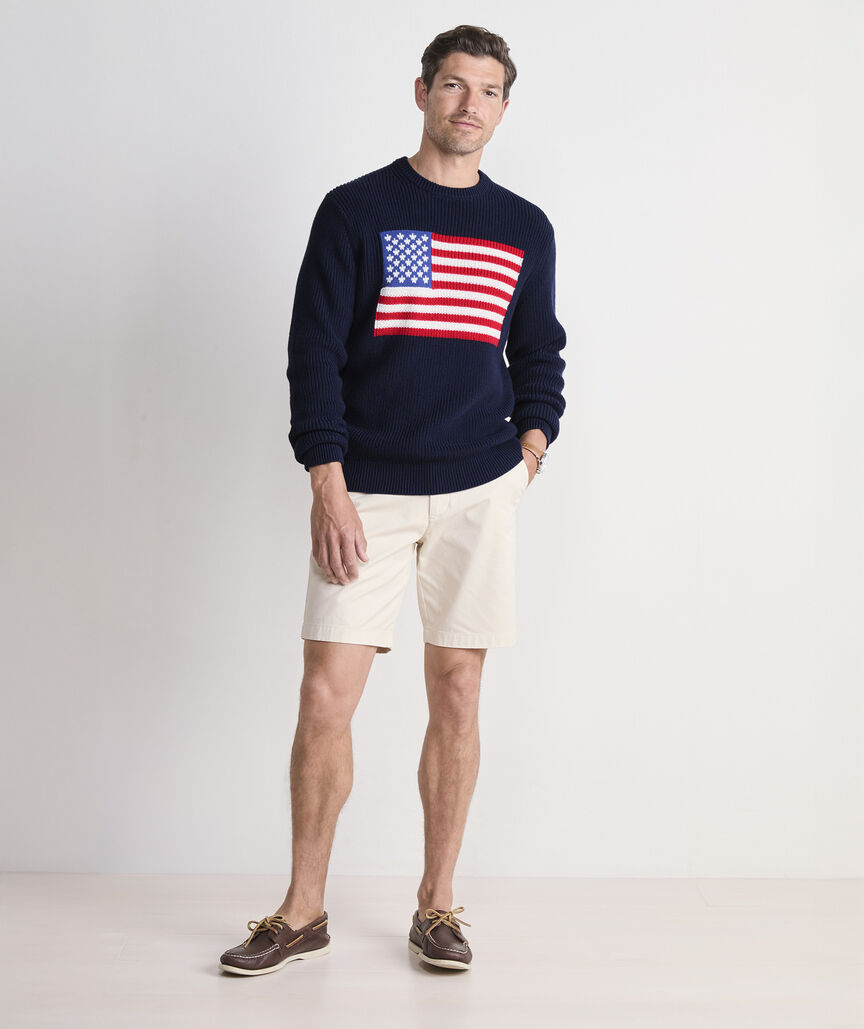 American Flag Cotton Crewneck Sweater