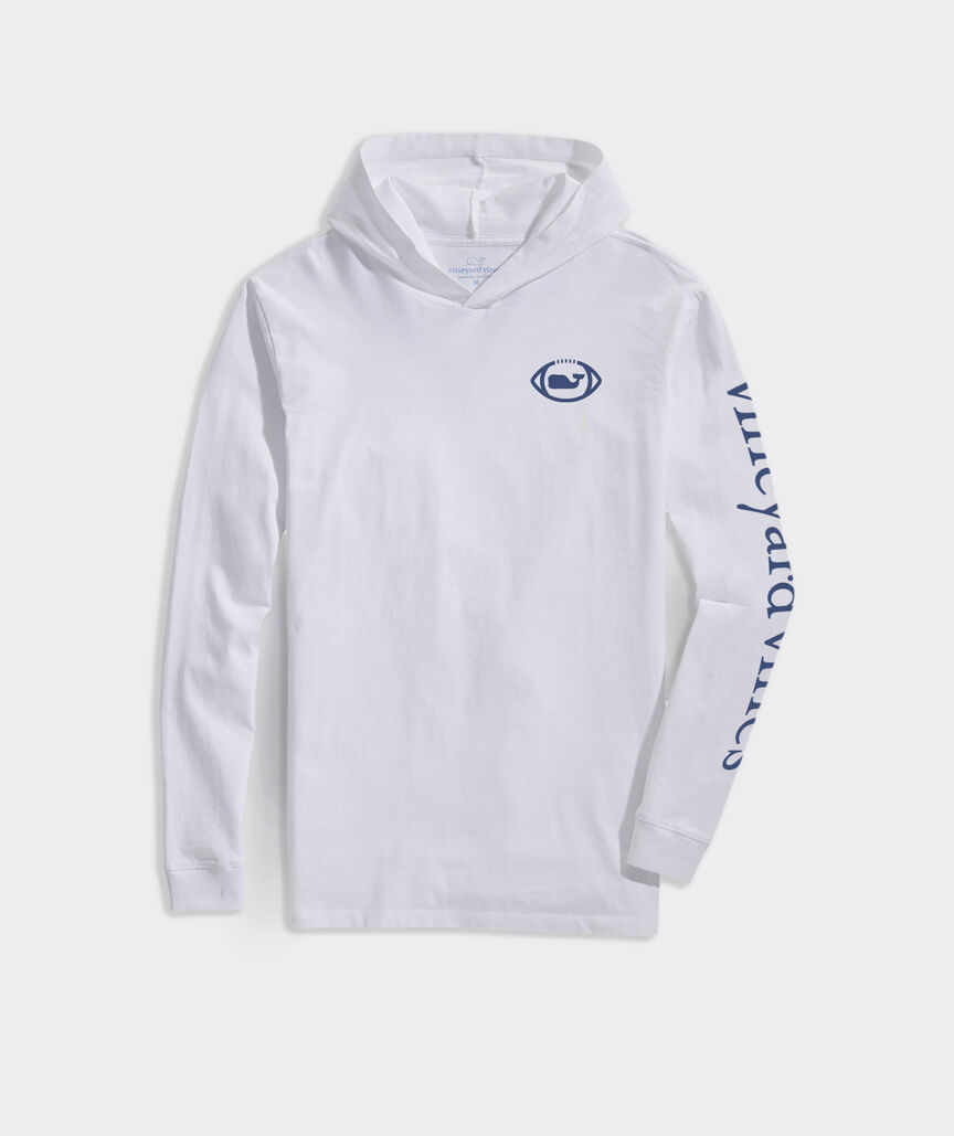 Long-Sleeve Football Whale Dot Heathered Hoodie Tee