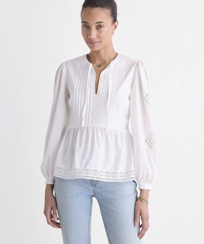 Nora Pintuck Eyelet Top