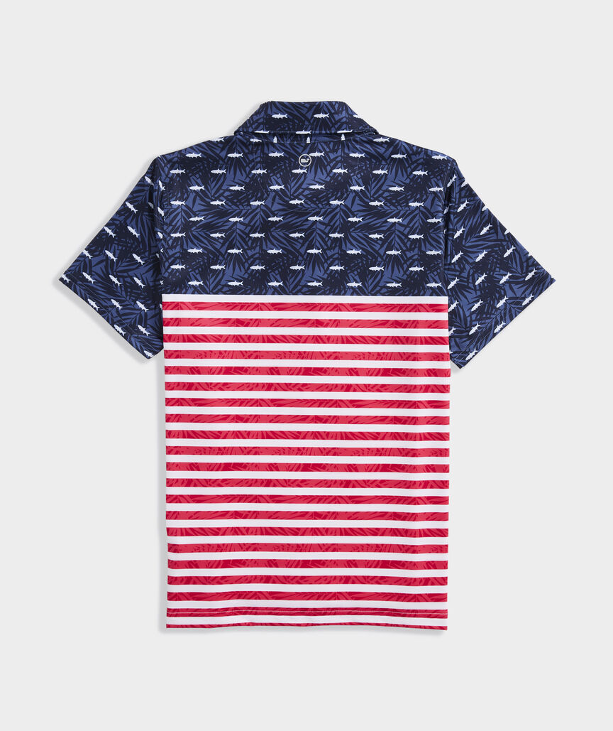 Boys' Performance USA Fish & Palms Printed Sankaty Polo