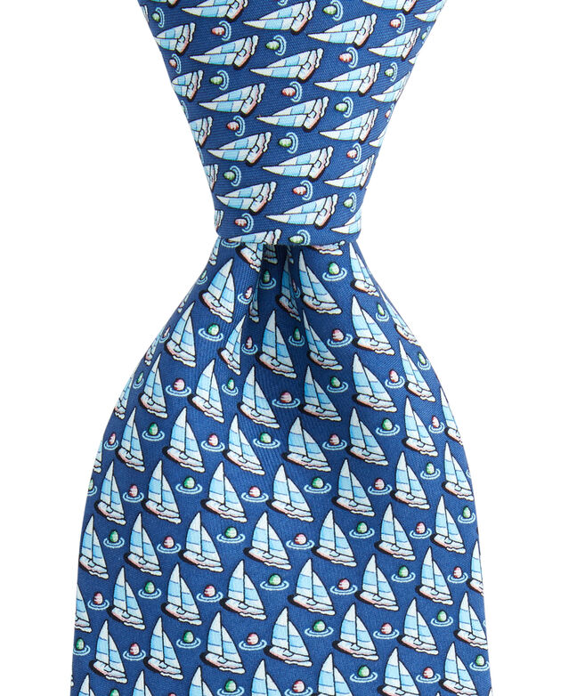 Sailboat With Buoy Printed Tie