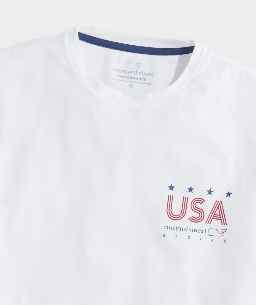 On-The-Go USA Racing Long-Sleeve Harbor Performance Tee