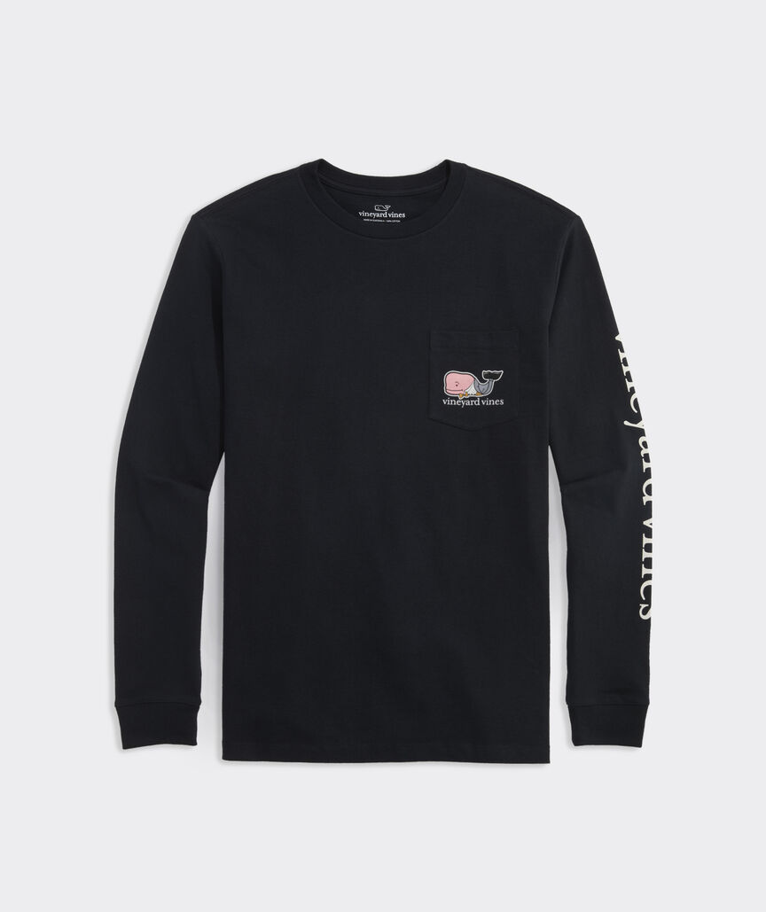 2025 New Year's Eve Whale Long-Sleeve Pocket Tee