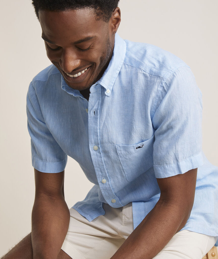 Linen Short-Sleeve Solid Shirt
