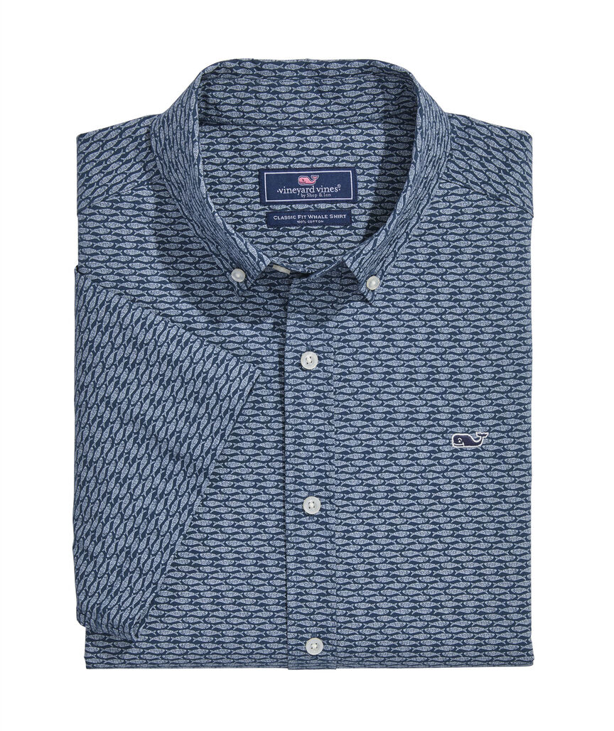 OUTLET Poplin Short-Sleeve Micro Sardines Shirt