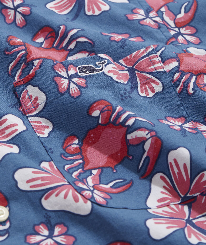 Stretch Poplin Short-Sleeve Chappy Crab Shirt