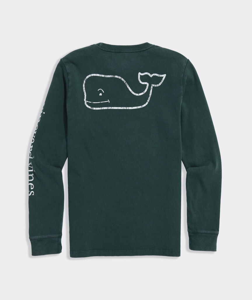 Boys' Garment-Dyed Vintage Whale Long-Sleeve Pocket Tee