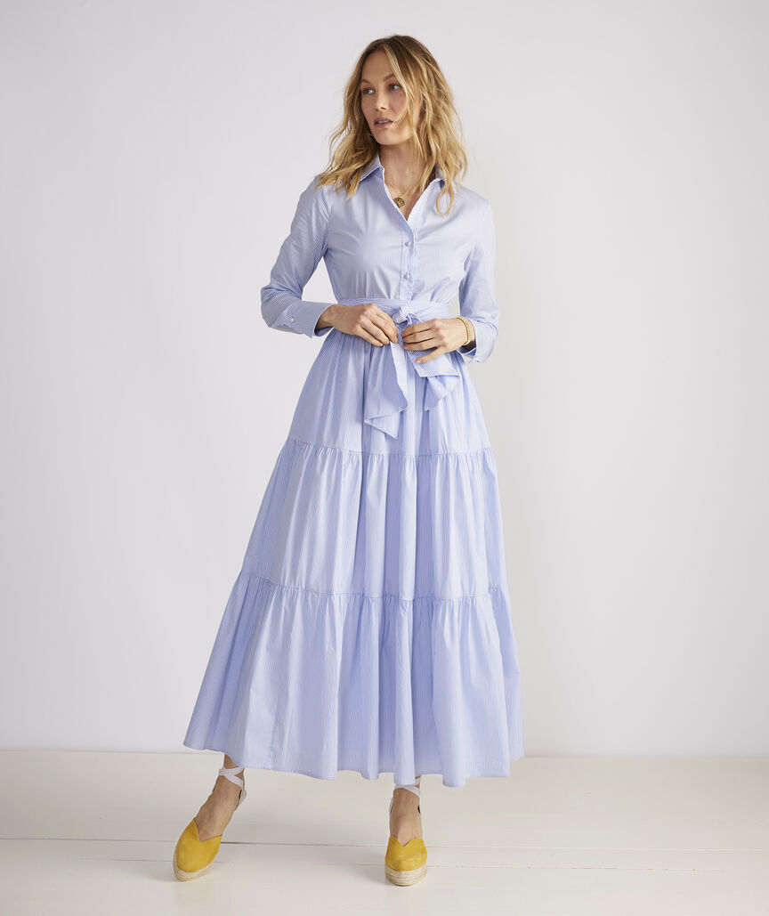 Shop Kentucky Derby Striped Tiered Shirtdress at vineyard vines