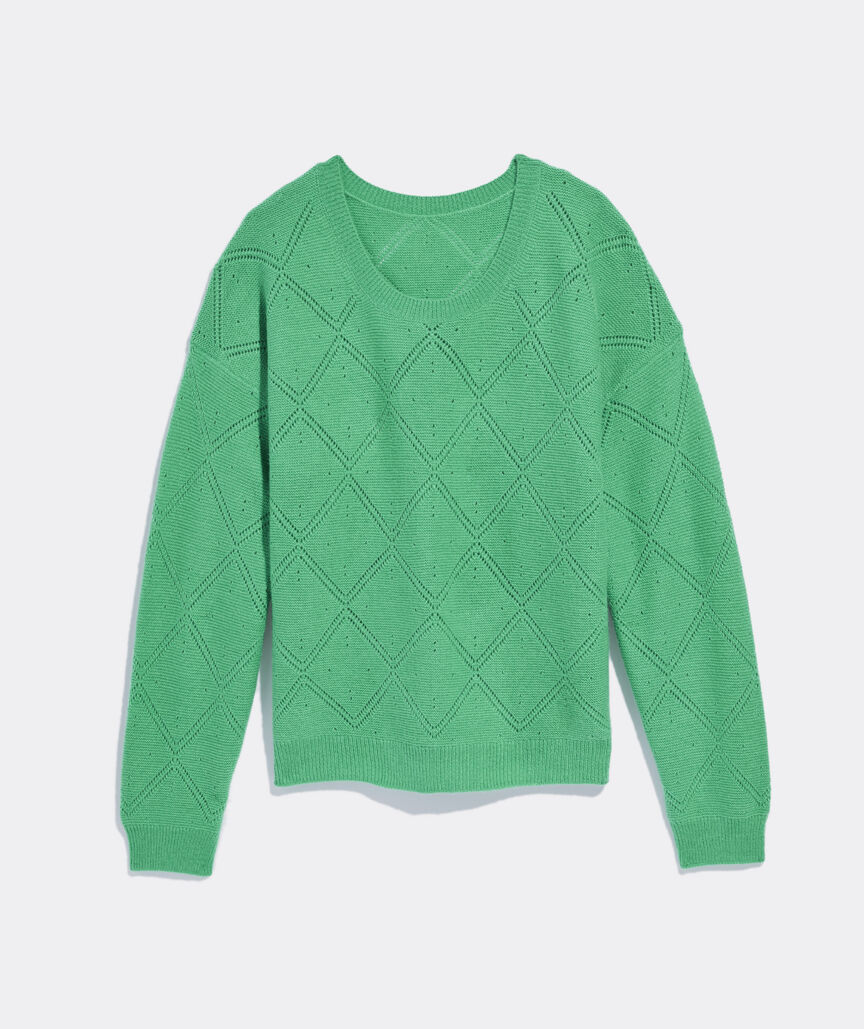 Diamond Pointelle Seaspun Cashmere Sweater