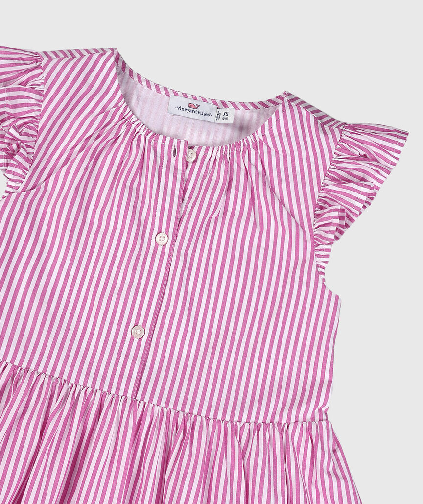 OUTLET Girls' Striped Poplin Popover Dress