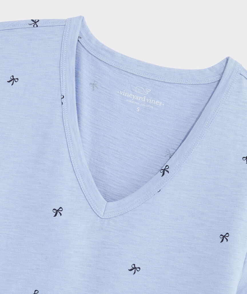 OUTLET Women's Printed Slub V Neck Tee