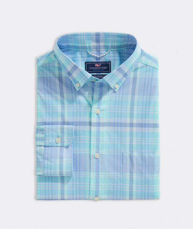 Shop Classic Fit Plaid On-The-Go Shirt in Performance Nylon at vineyard ...