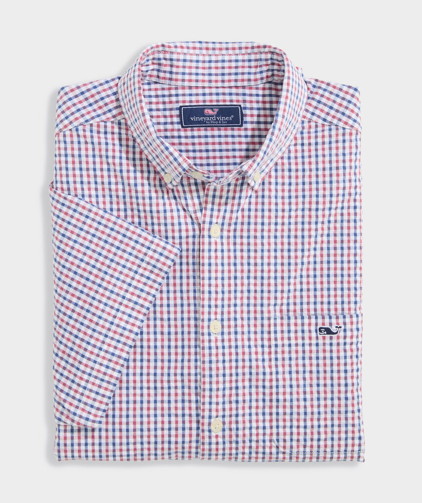 Seersucker Gingham Short-Sleeve Shirt