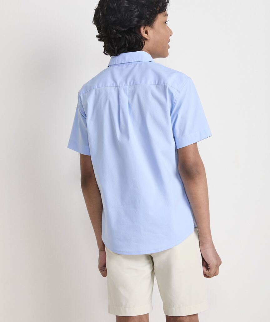 Boys' Performance Cotton Breakwater Solid Short-Sleeve Shirt
