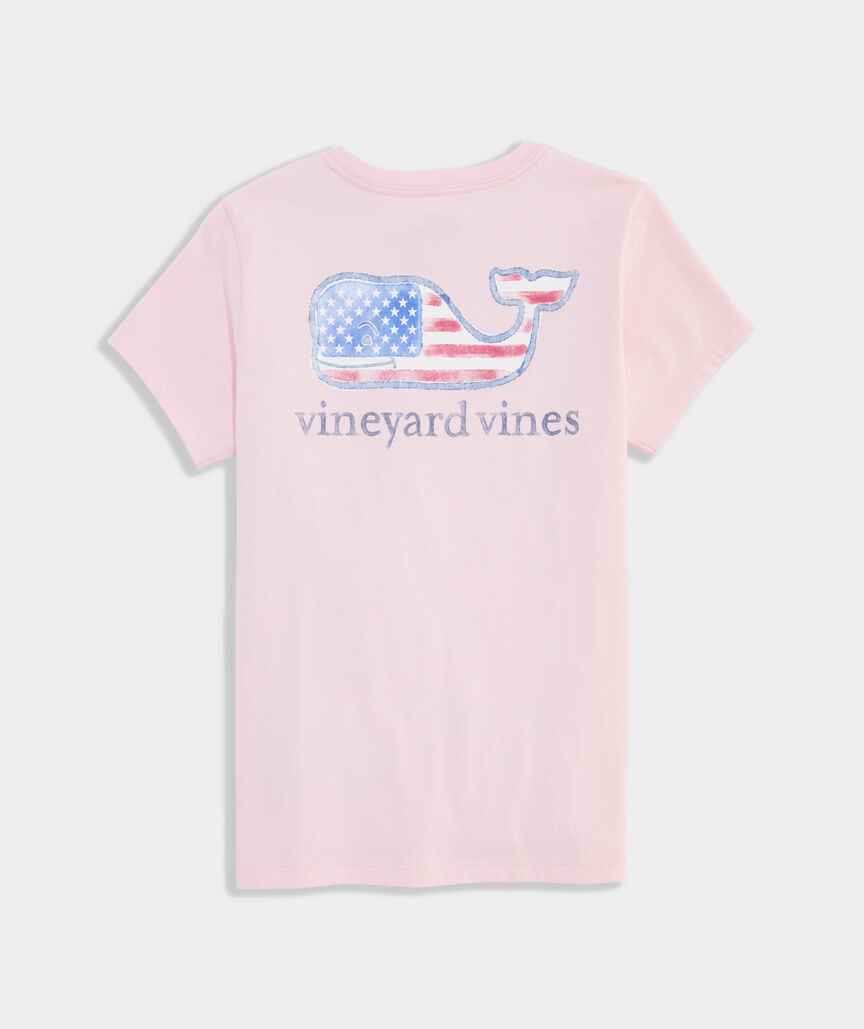 Girls' Water Color Flag Whale Short-Sleeve Pocket Tee