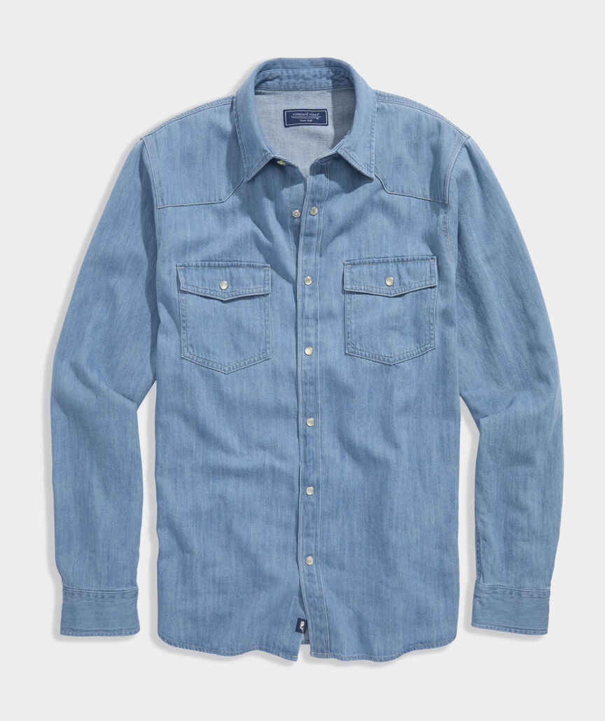 Cotton-Linen Denim Western Shirt