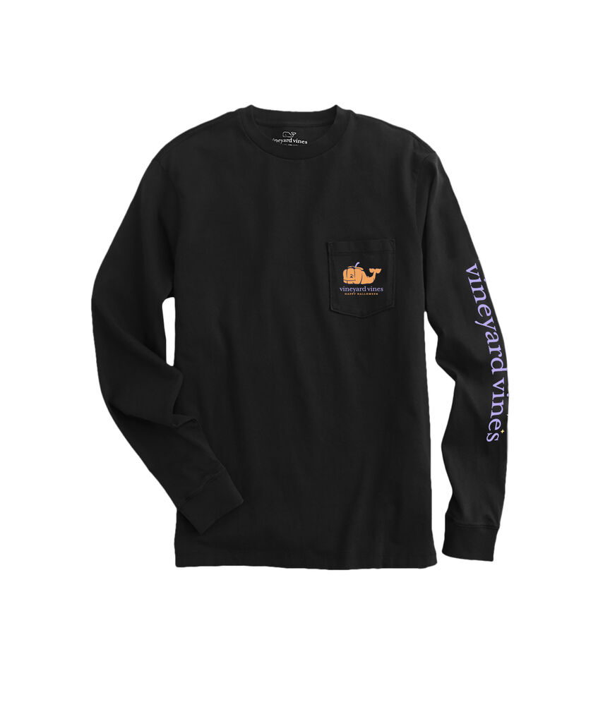 OUTLET Pumpkin Halloween Whale Long-Sleeve Pocket Tee