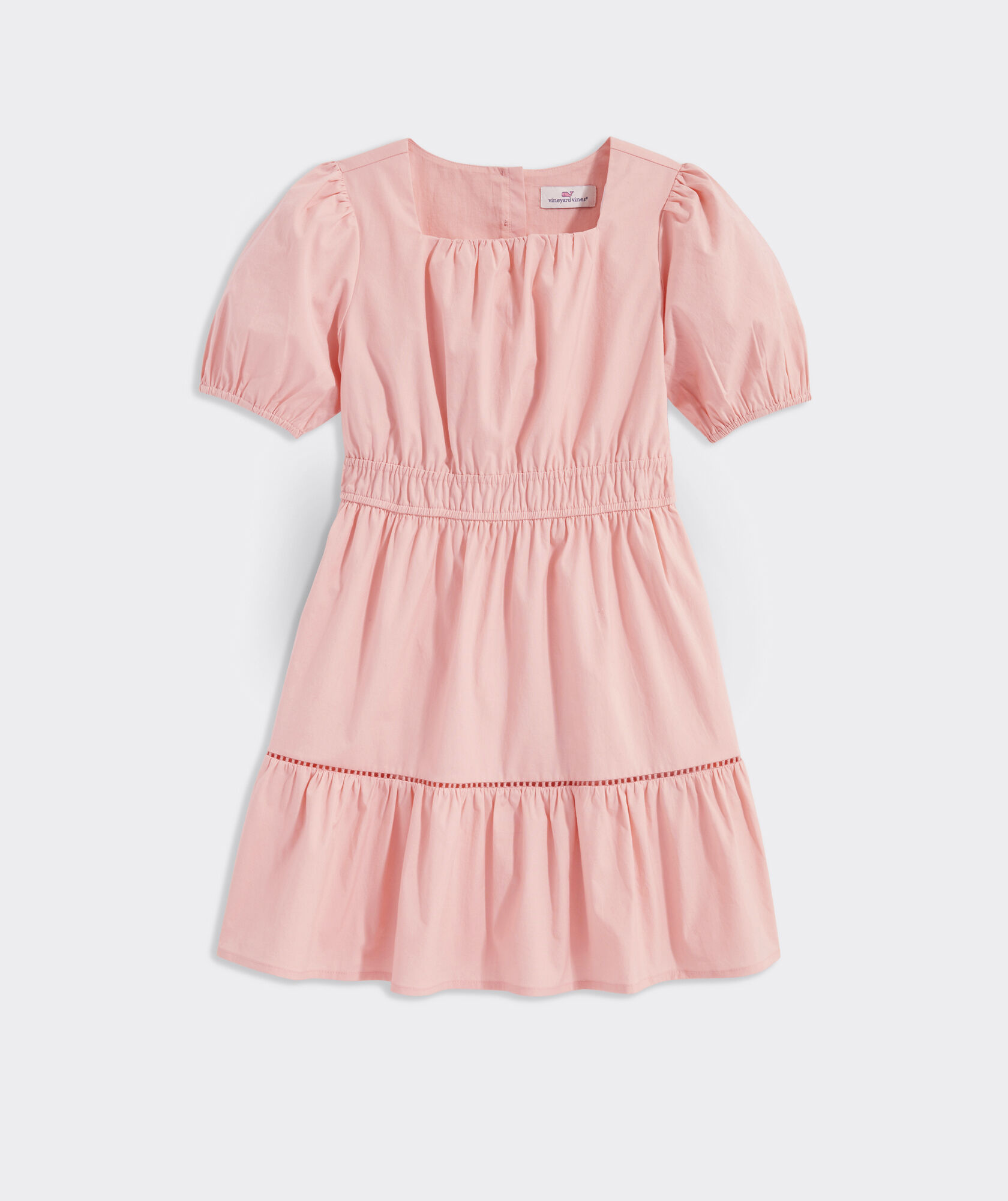 Girls' Poplin Puff-Sleeve Dress