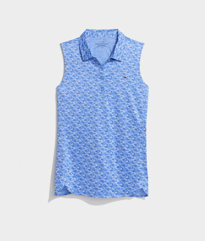 Vineyard Vines Printed Sleeveless Polo Shirt (Carib Purple Blue) (Size: XS)