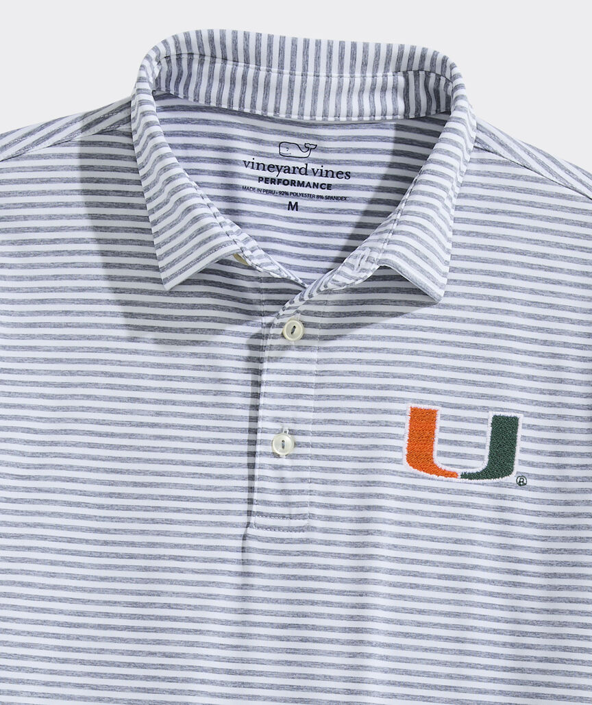 University of Miami Performance Winstead Stripe Sankaty Polo
