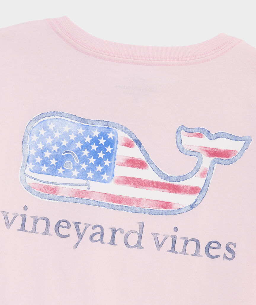 Girls' Water Color Flag Whale Short-Sleeve Pocket Tee