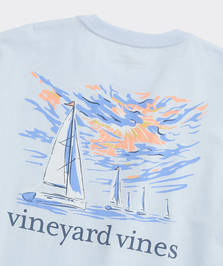 Sunset Regatta Scene Short-Sleeve Pocket Tee