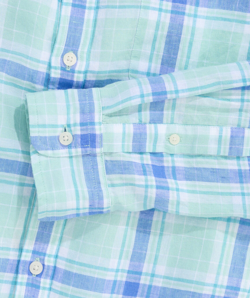 Sea Glass Plaid Linen Shirt