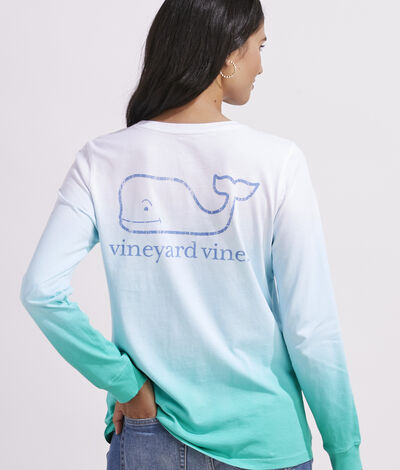 Vineyard Vines Long-Sleeve Dip-Dyed Vintage Whale T-Shirt (Green) (Size: Small)