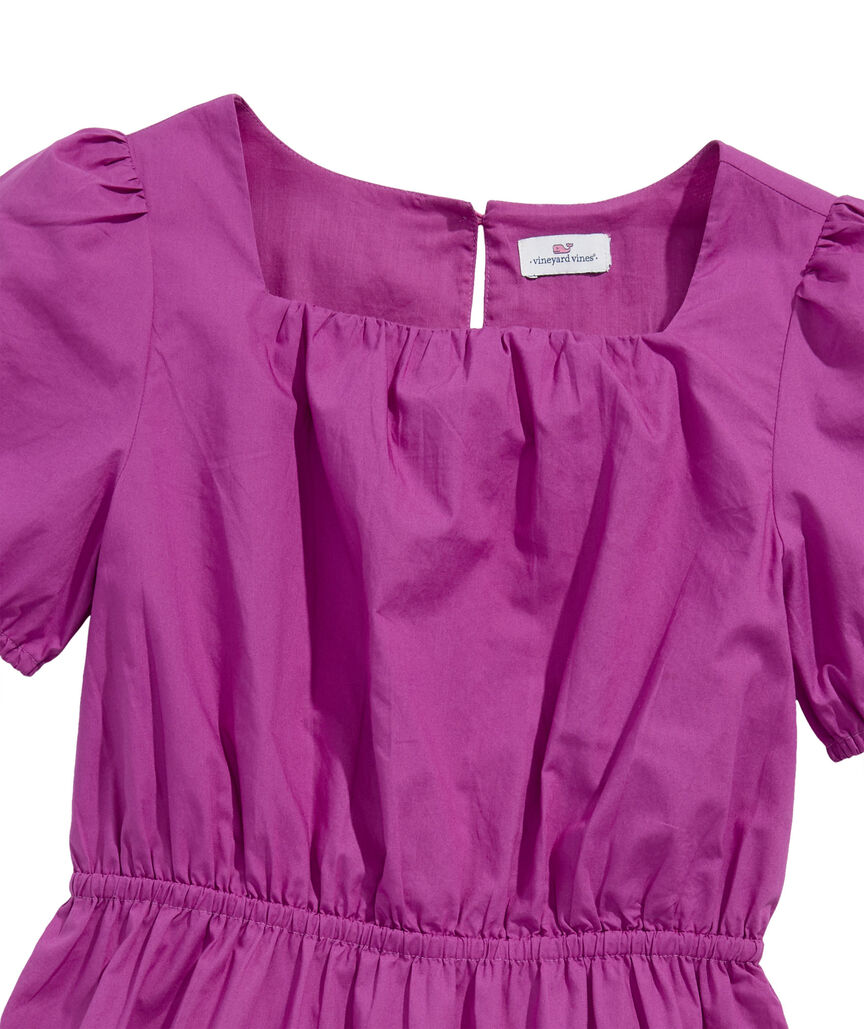 OUTLET Girls' Poplin Puff Sleeve Dress