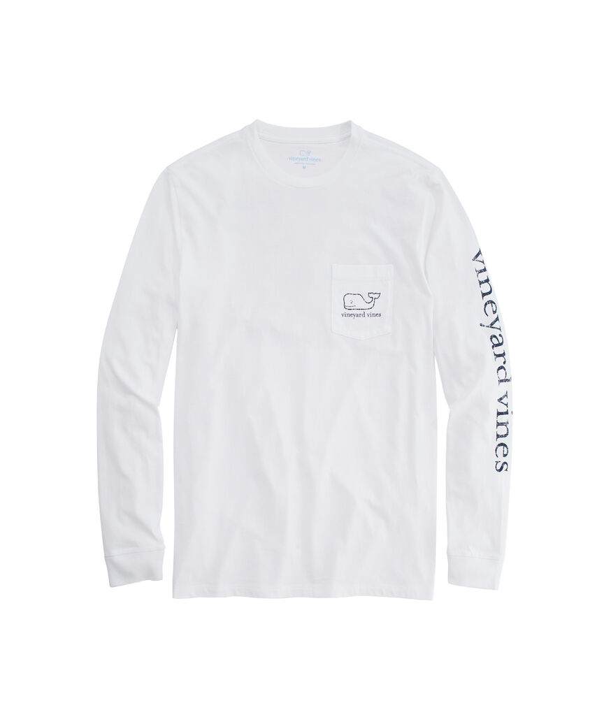 Outlet Long-Seeve Vintage Whale Graphic T-Shirt