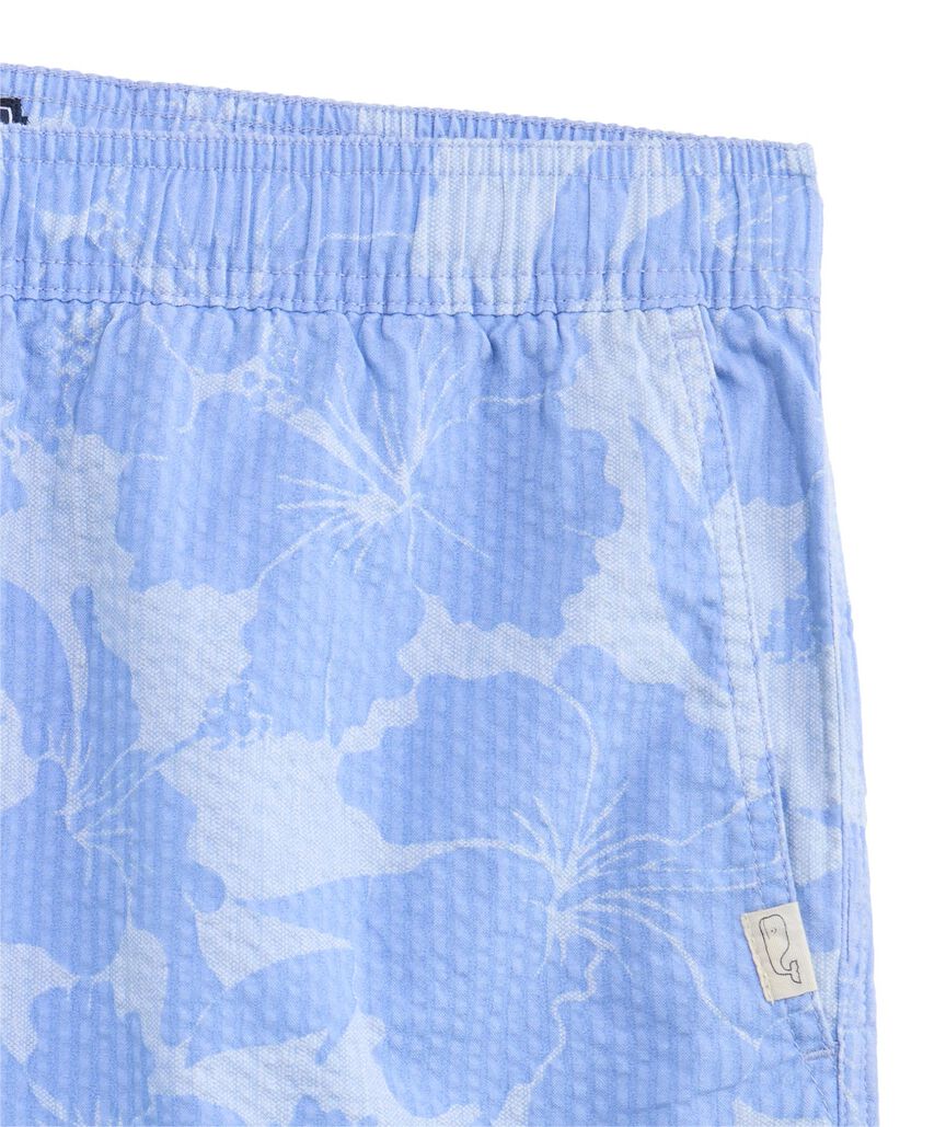 OUTLET 7 Inch Pull-On Brandon Floral Seersucker Shorts
