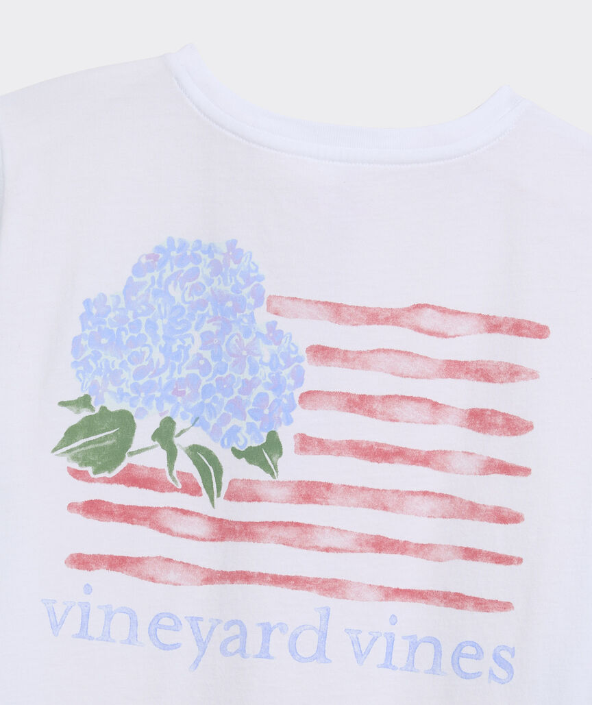 Hydrangea USA Flag Short-Sleeve Pocket Tee