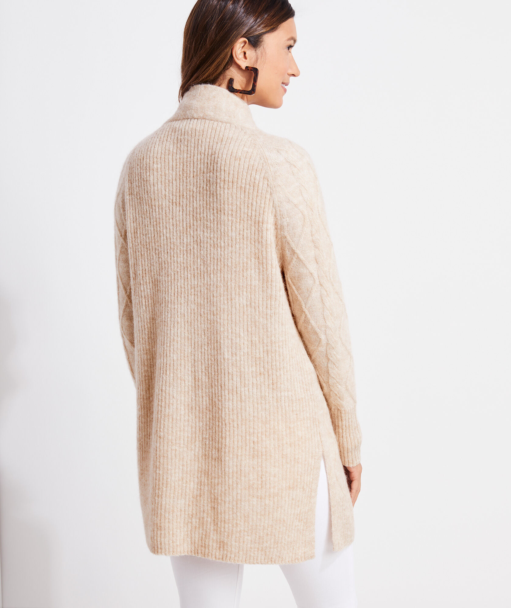 Airy Cable Open-Front Sweater