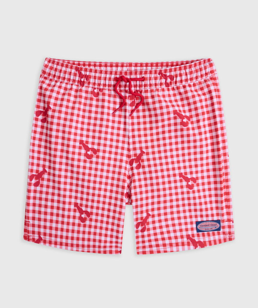 OUTLET Boys' Lobster Toss Gingham Chappy Swim Trunks