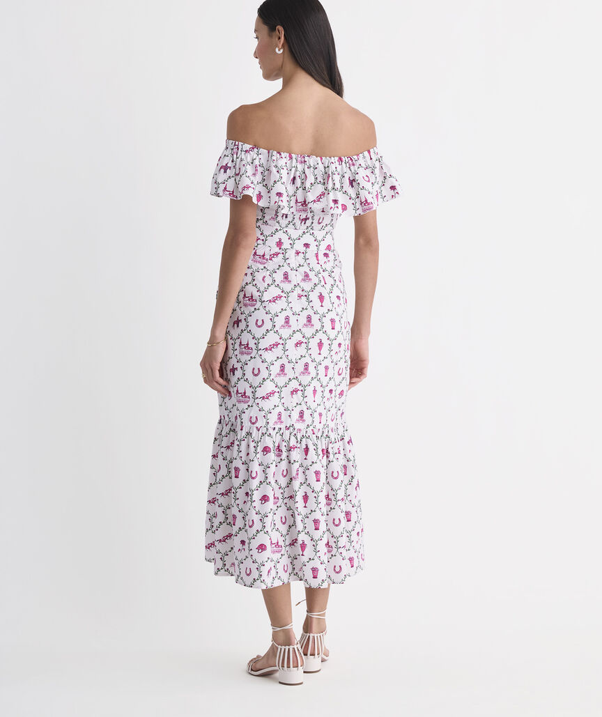 Kentucky Derby Women's Off-Shoulder Maxi Dress