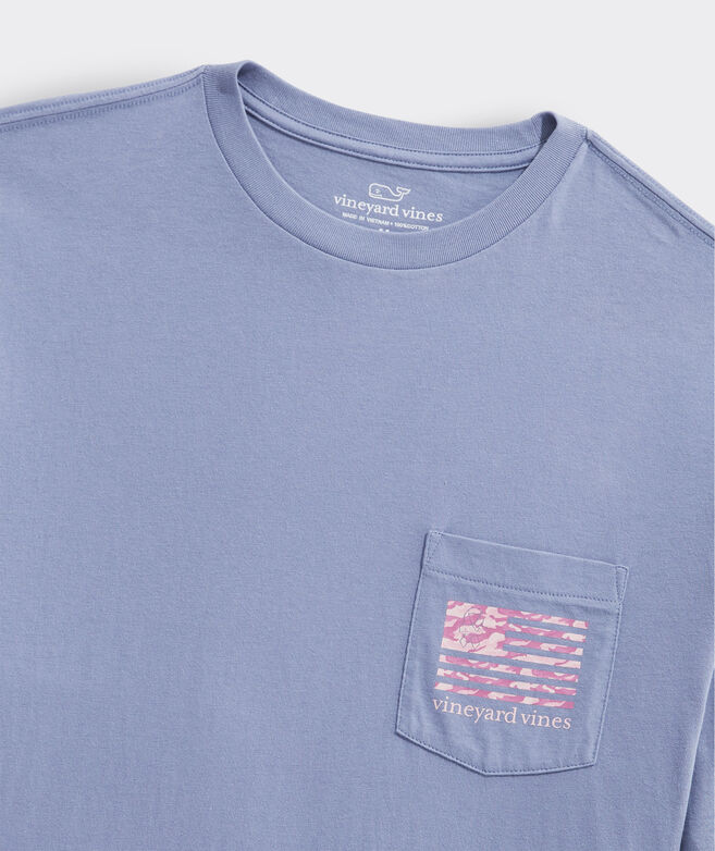 Limited-Edition Breast Cancer Awareness Camo Flag Long-Sleeve Pocket Tee